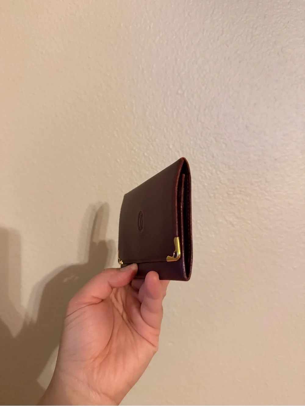 Vintage Must de Cartier Burgundy Leather Card and ID Holder